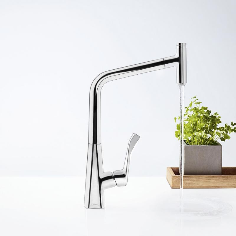 Змішувач для кухні Hansgrohe Metris Select M71 14857000 із висувною лійкою Хром (112039) - фото 3