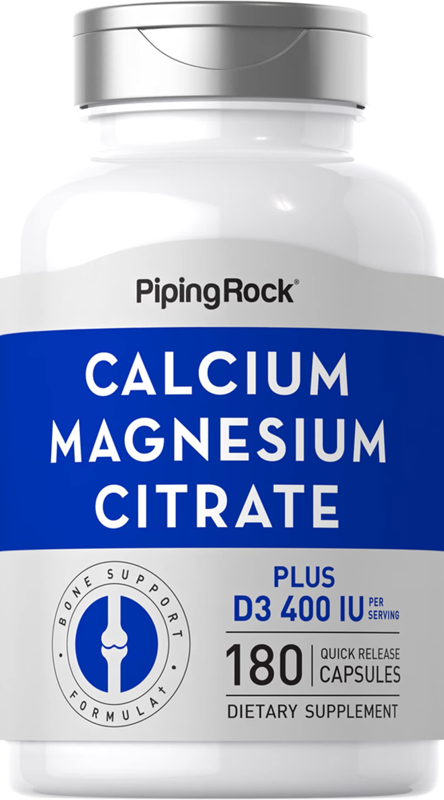 Кальций магний и витамин D3 Piping Rock Calcium & Magnesium Citrate plus D3 180 capsules
