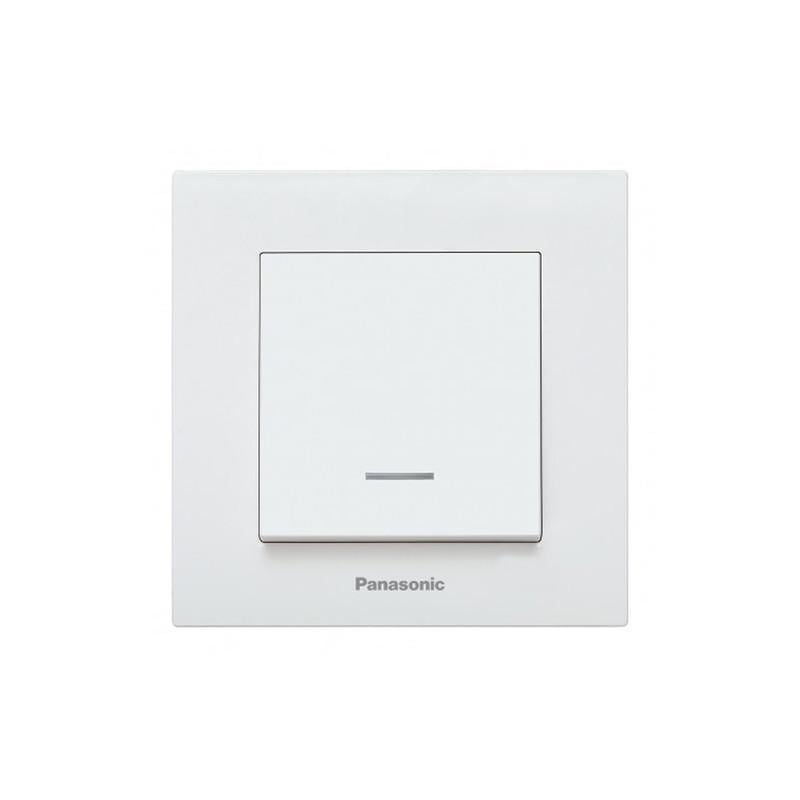 Выключатель одноклавишный Panasonic Karre Plus 55 с подсветкой и рамкой ABS Белый (WDTC90022WH-UA1)