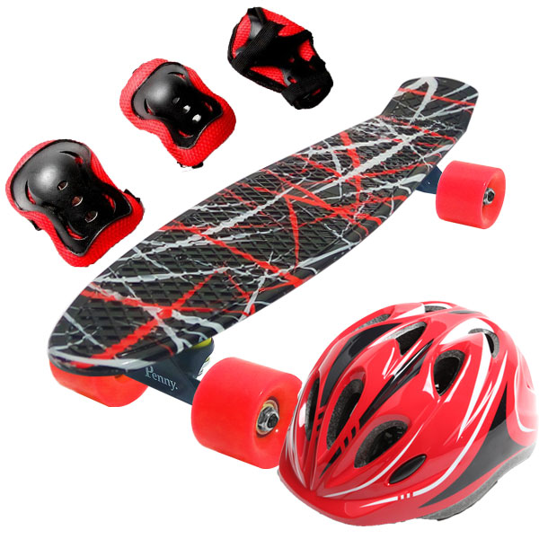 Пенниборд Penny Style 22" Combo Набор (защита + шлем) светящиеся колеса Forest Red (2T2034) Пенниборд Penny Style 22" Combo Набор (защита + шлем) светящиеся колеса Forest Red (2T2034)