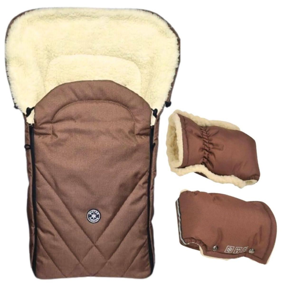 Комплект зимовий конверт-чохол в коляску та муфта Winter For Kids 2в1 Коричневий (904)