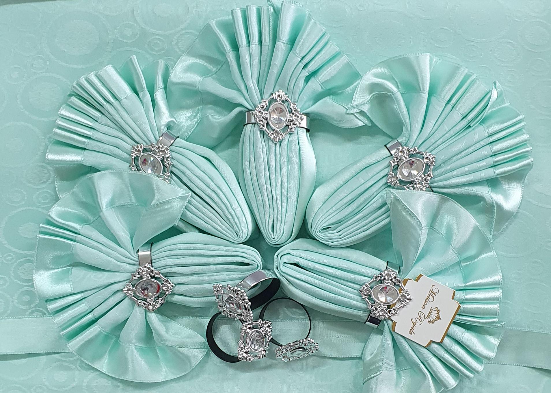 Скатерть Kurdeleli Set Maison Royale 160x220 + 8 шт. салфеток Mint (01MR05SS160220K06)
