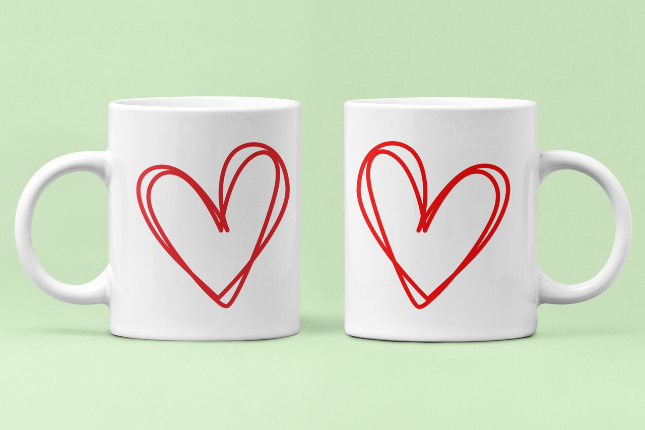 Чашки парные Сердца контур для влюбленных 330 мл Белый (ВЛ68Ч)