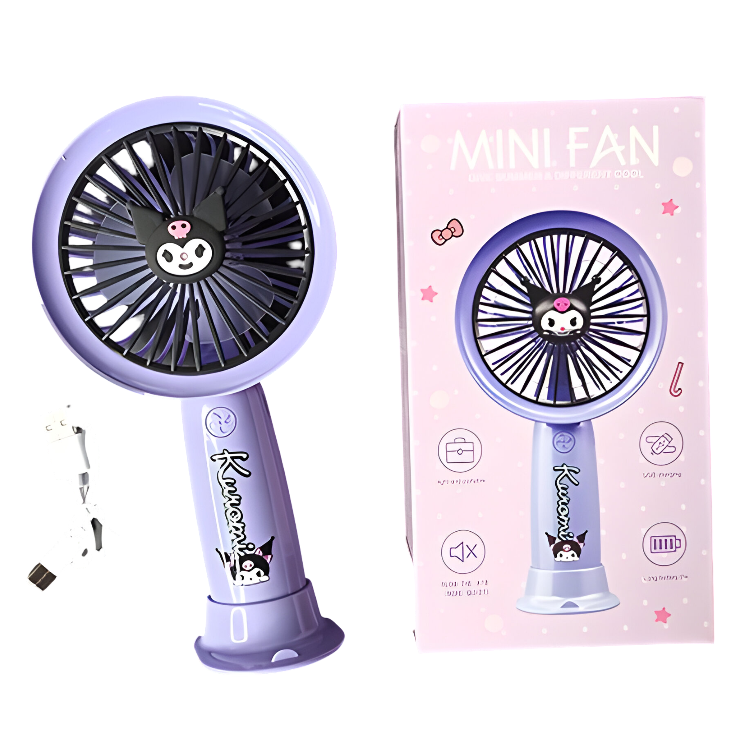 Вентилятор-USB детский портативный Kuromi Фиолетовый (SD-02)