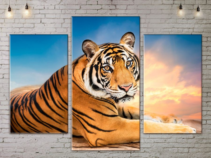 Картина модульная 3 части ArtStar Тигр 120х180 см ADJ0056