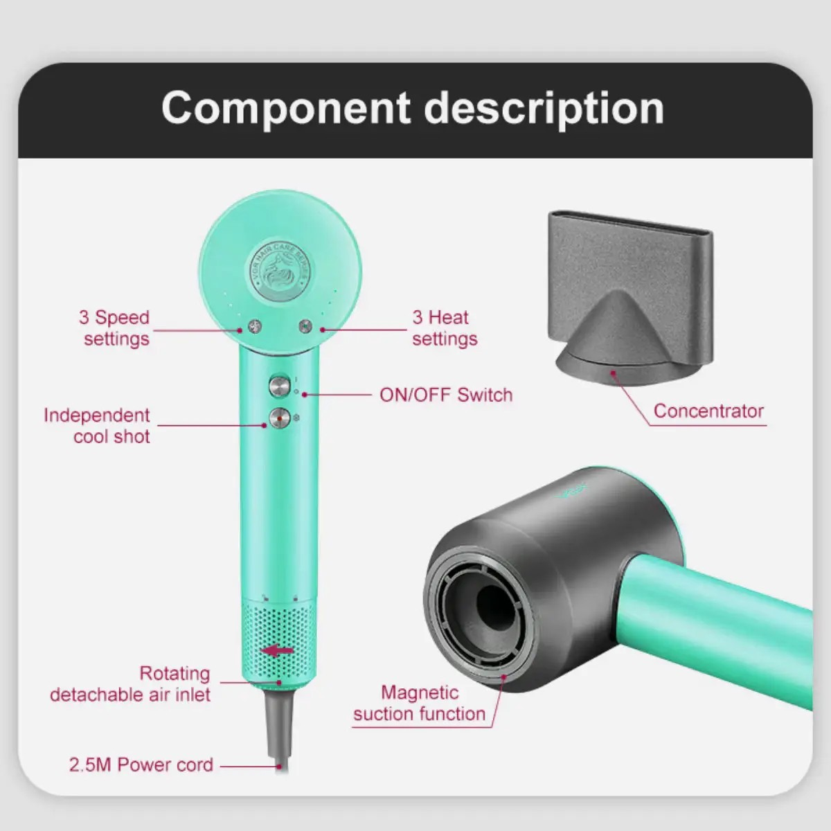 Фен VGR V-440 Green (9075) - фото 3 Фен VGR V-440 Green (9075) - фото 3