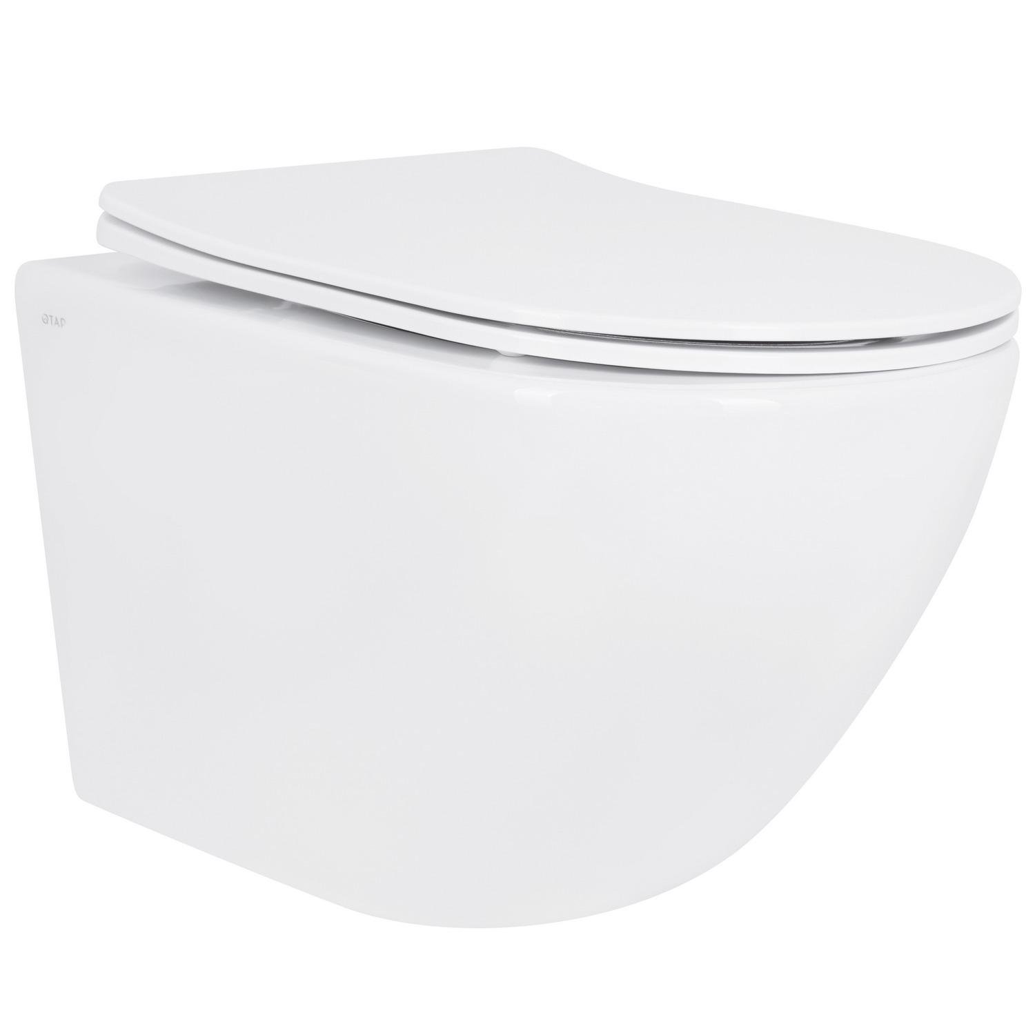 Унитаз подвесной Q-tap Jay QT07335175W безобедочный с сиденьем с микролифтом (251021)