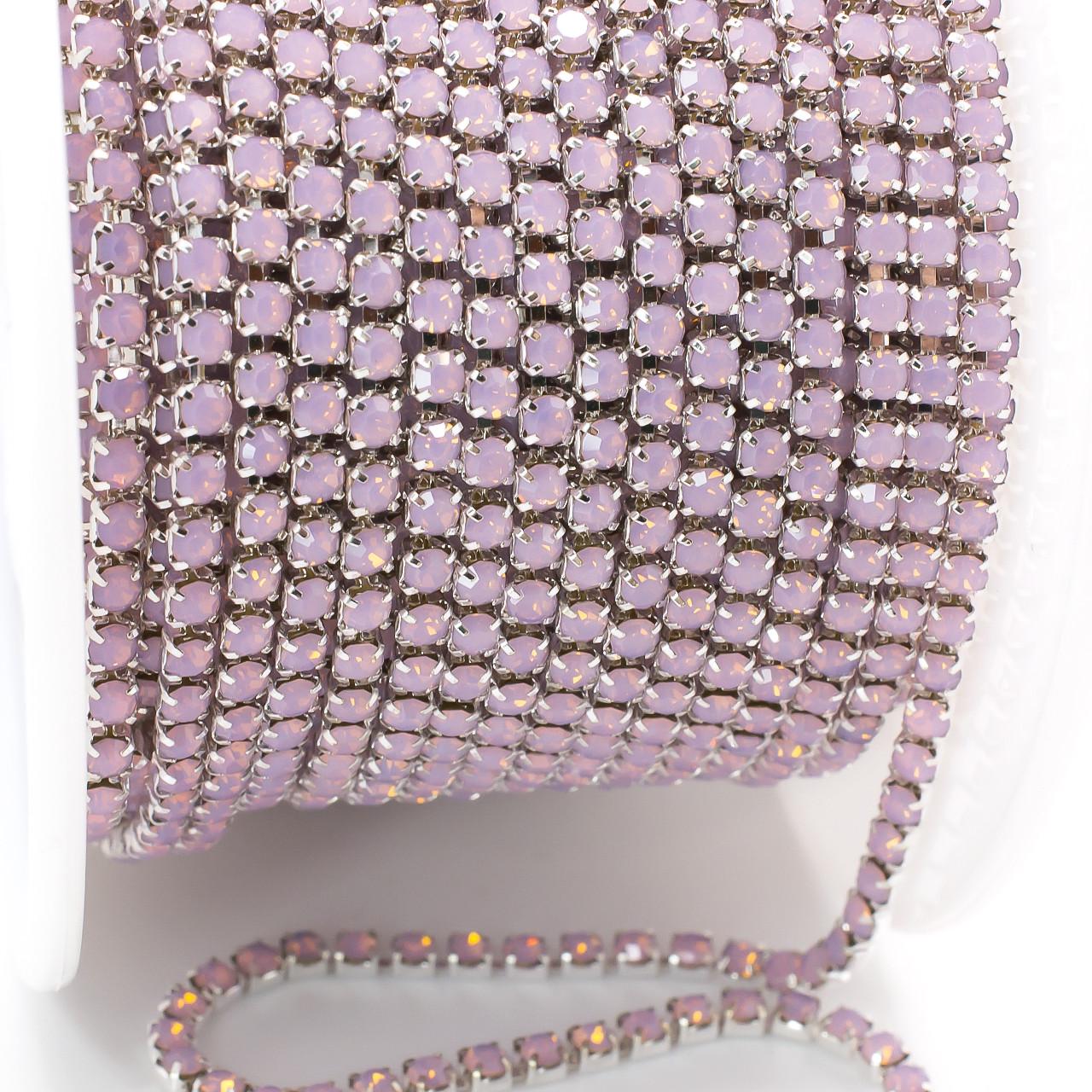 Цепь стразовая SS6 2 мм 1 м Rose opal silver (ЦС0602с23)