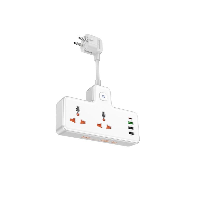Мережевий фільтр Hoco AC12A Reise 2-position expansion socket PD30W/1C3A 8,5 см White (6942007607100)