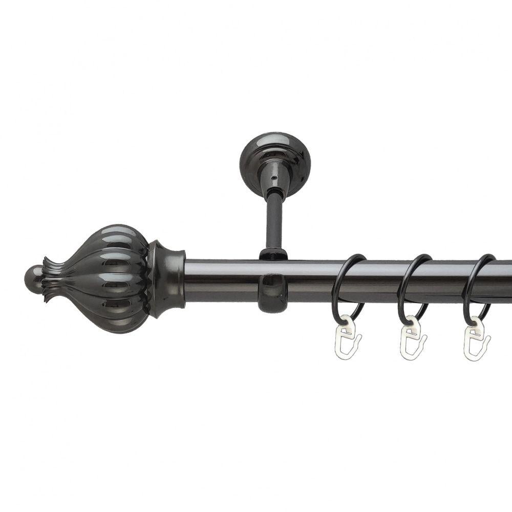 Карниз металлический Orvit Таджа однорядный открытый/гладкая труба/кольцо металлическое Оникс 25 мм 160 см (6706586)