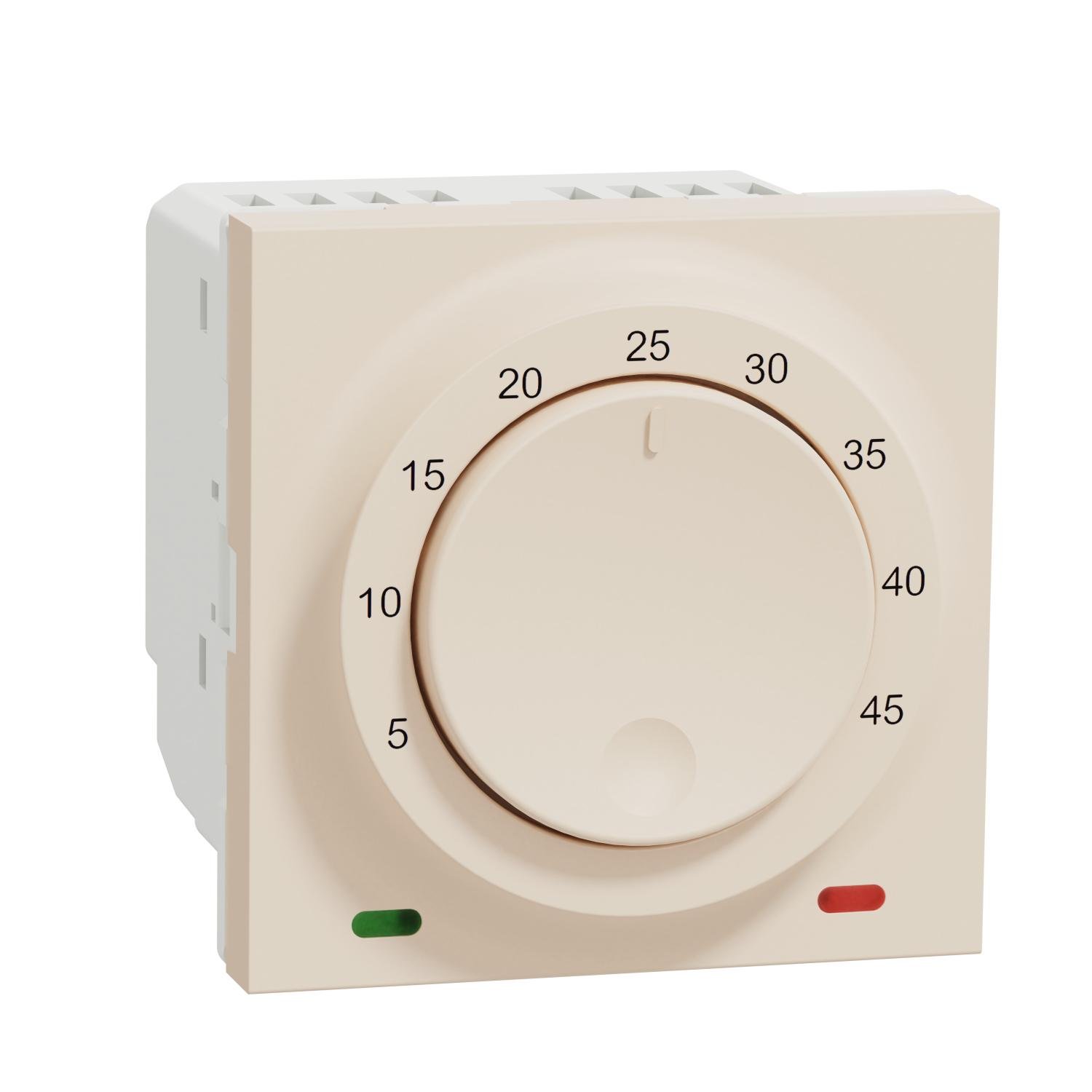 Термостат кімнатний Schneider Electric Unica New 230V 8A 2 модулі Бежевий (NU350144)
