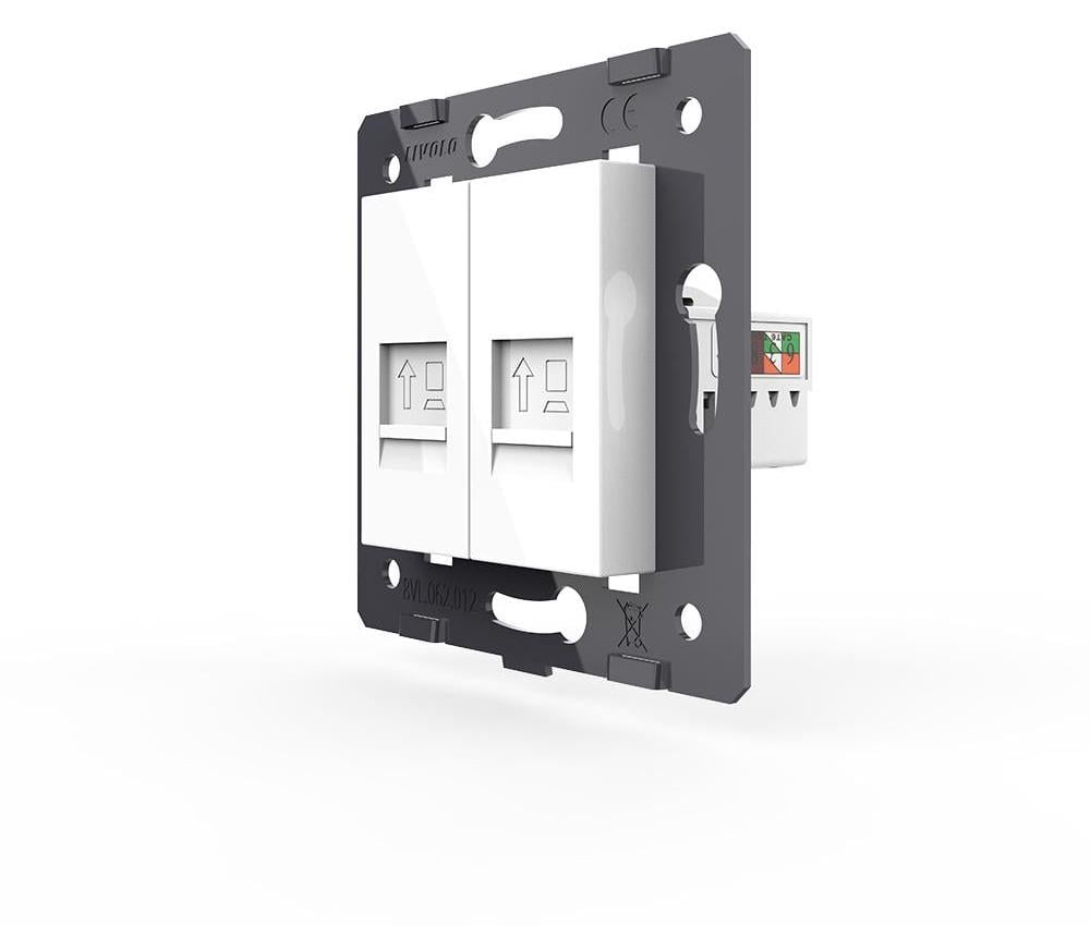 Розетка компьютерная двойная LIVOLO RJ-45 настенная дизайнерская Белый (VL-FCCP/FCCP-2WP)