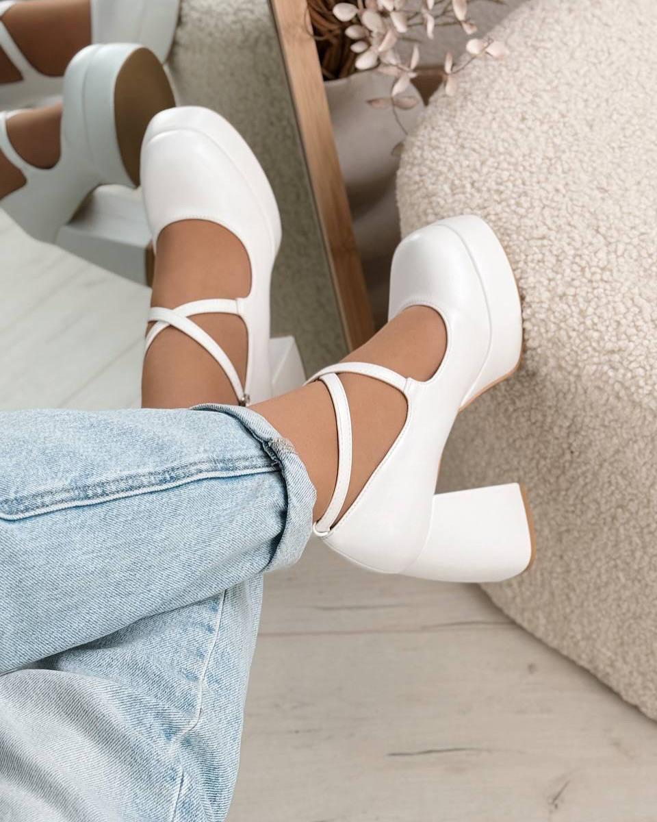 Туфлі з ремінцем Loretta на підборах та платформі р. 40 25,5 см Білий (10440-40) - фото 17 Туфлі з ремінцем Loretta на підборах та платформі р. 40 25,5 см Білий (10440-40) - фото 17