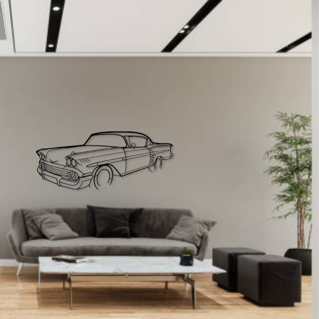 Декор на стену авто Chevrolet Impala 1958 из металла 100 см (auto277)