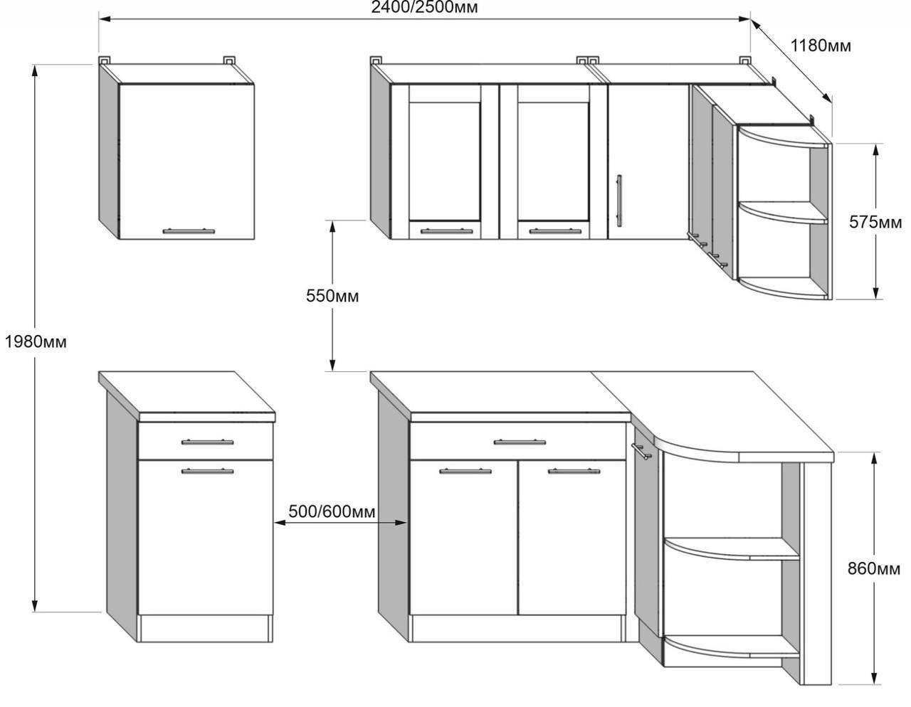 Мебель для угловой кухни Эверест №1 Эко Новая 2,4х1,8 м Сонома/Белый (27001.02) - фото 4 Мебель для угловой кухни Эверест №1 Эко Новая 2,4х1,8 м Сонома/Белый (27001.02) - фото 4