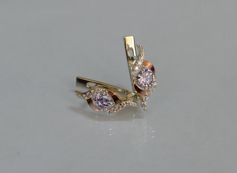 Серебряные серьги Sil с золотыми накладками 128s-7 Фиолет (Sil-1035)