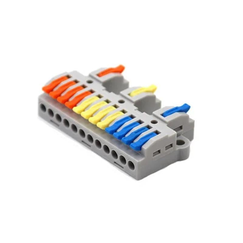 Клемма разветвляющая Tactix 0,08-4 мм2 32А 1-4+1-4+1-4 одинарная 41,5х64х14,8 мм крепеж 3,1 мм Разноцветный (KV4312)