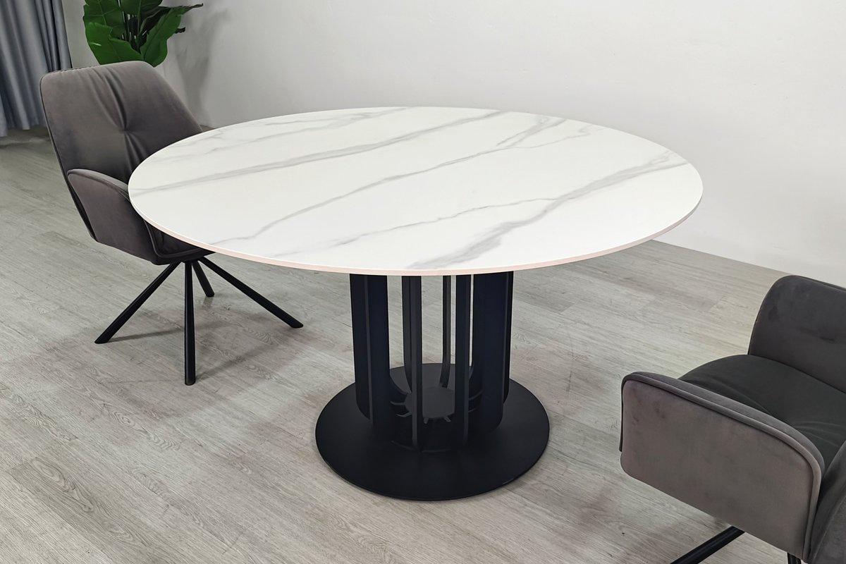 Обеденный стол Intarsio OLYMPIA CERAMIC 130 см Белый матовый/Черный (OLYMPIA130) - фото 4