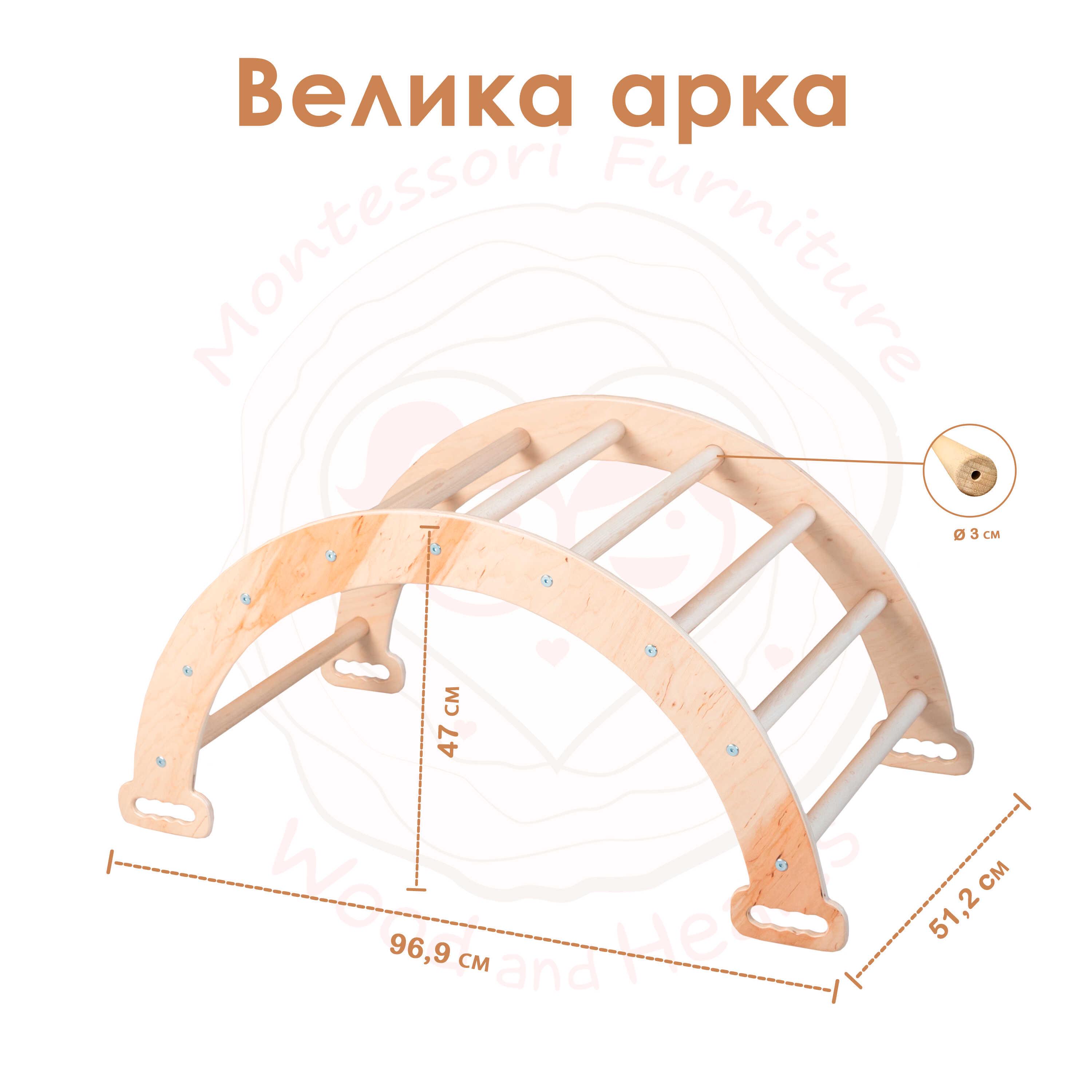 Дитячий тренажер Woodandhearts Арка Піклер Натуральне дерево/Цукерка (AAAD025) - фото 4