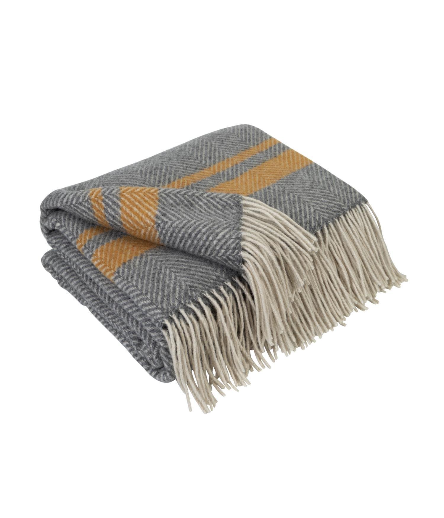 Плед вовняний Love You меринос Sport 140х200 Сірий з гірчичним