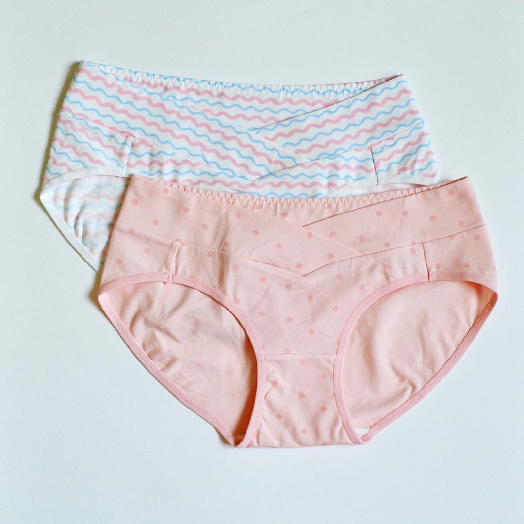 Набір трусиків для вагітних р. М 2 шт Рожевий/В смужку (002-001011)