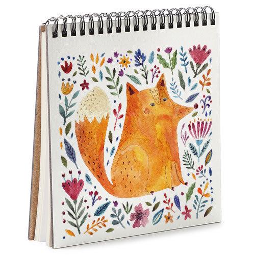 Скетчбук Лиса и цветы на белом фоне 16,7x18 см (BDK_FFL002)
