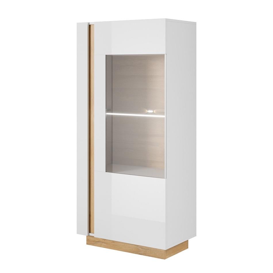 Витрина для кабинета низкая Arco Perfect Home 1D1W/72 ламинированная ДСП/стекло 720х400х1540 мм Дуб грандсон/Белый глянец (47983)