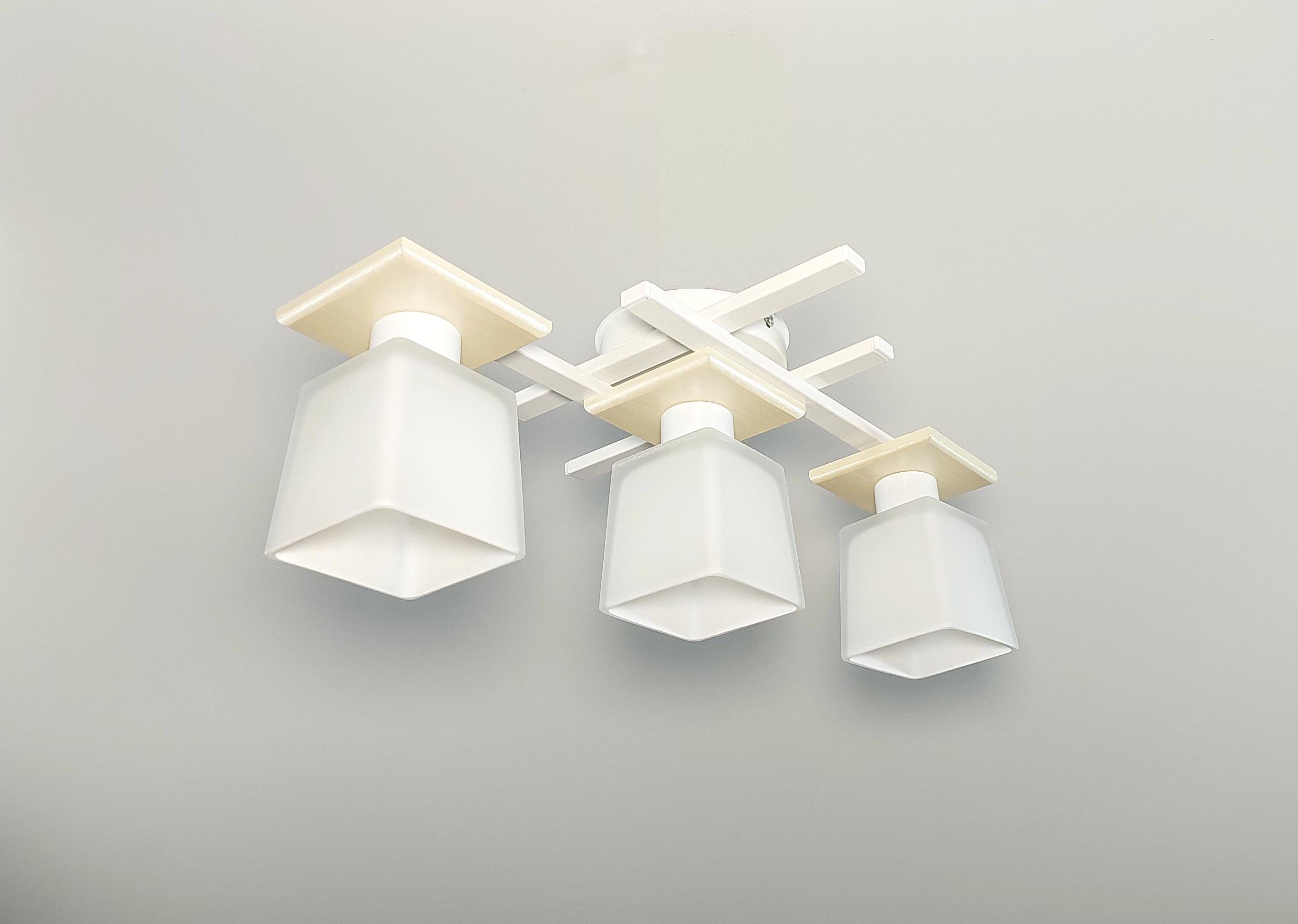 Люстра потолочная Оскар/3 на 3 плафона Белый/Бежевый