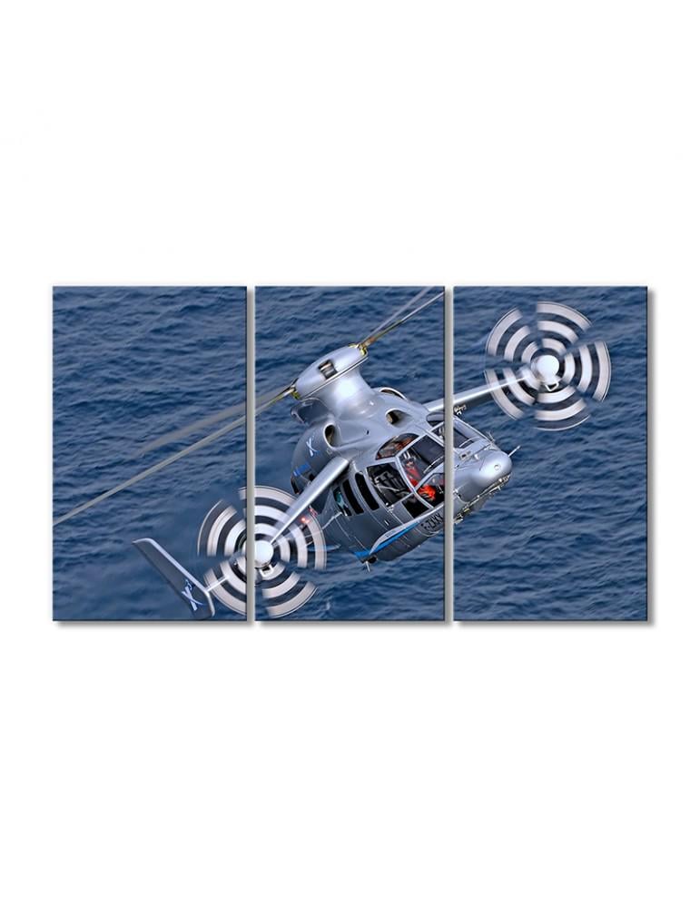 Картина модульная Самый быстрый вертолет в мире 3 модуля 70x105 см