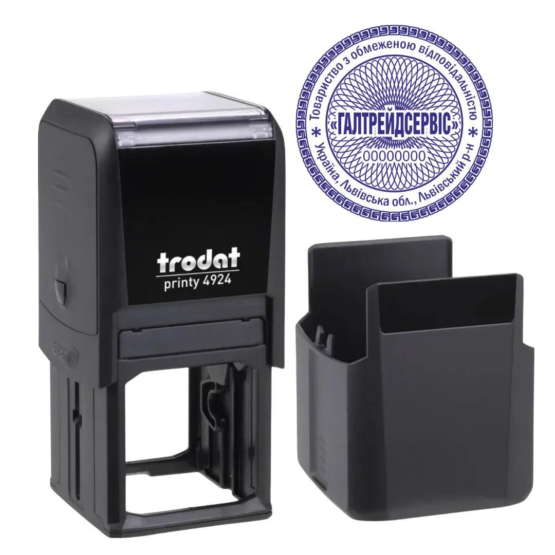 Печатка ТОВ на автоматичному оснащенні Trodat 4924 d 40 мм з ковпачком Чорний (ТОВ4/4924/B)