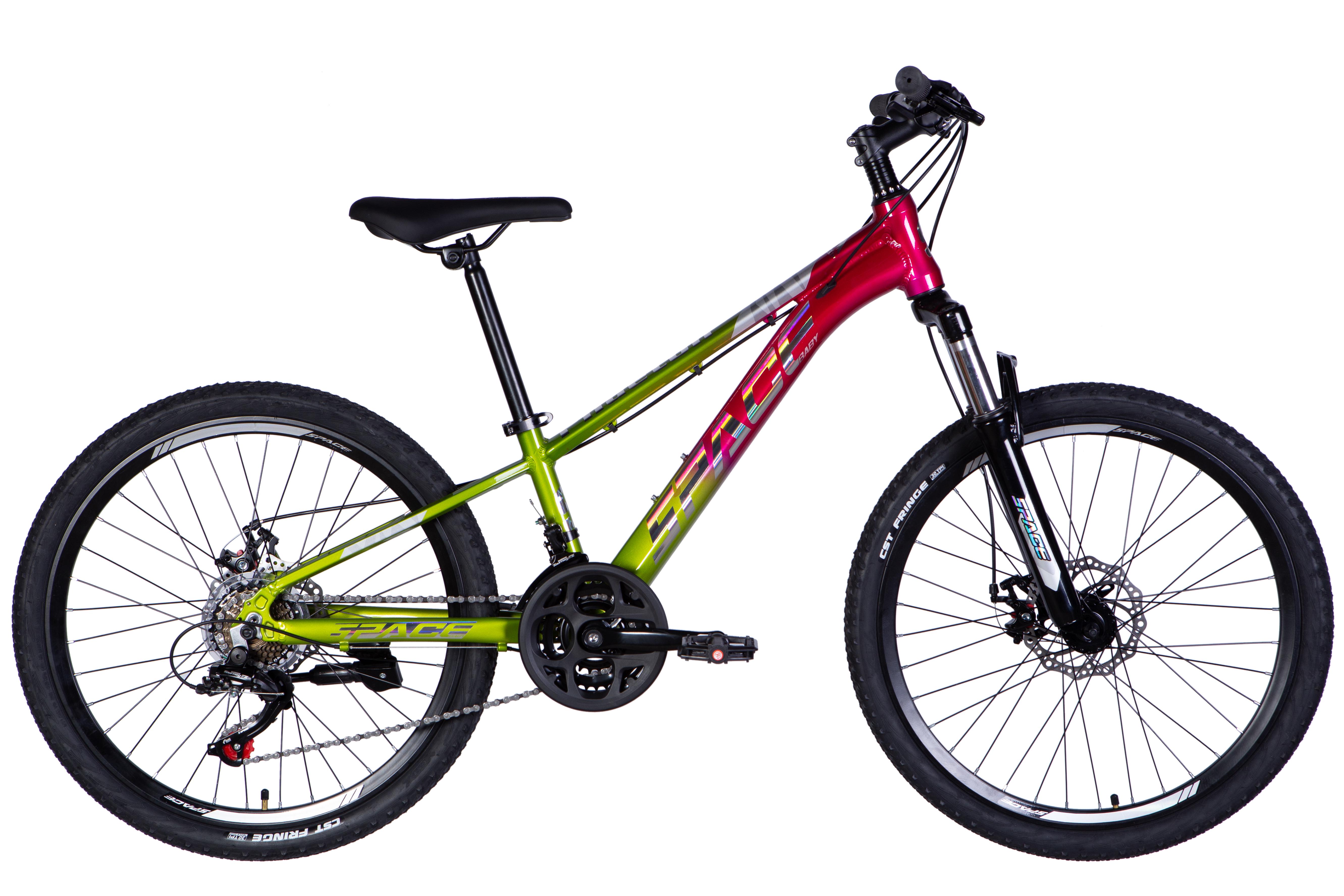 Велосипед SPACE 2025 PHAETON DD FR AL 24" рама 11" Зелено-розовый (OPS-SP-24-033) - фото 1