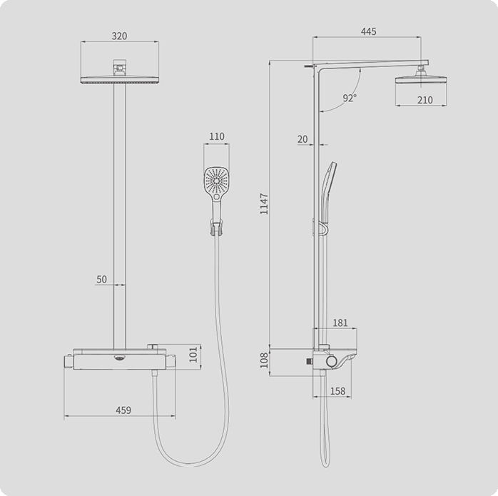 Душевая система с термостатом DIIIB U-Yue Storage Shower Silver (DXB11001) - фото 3