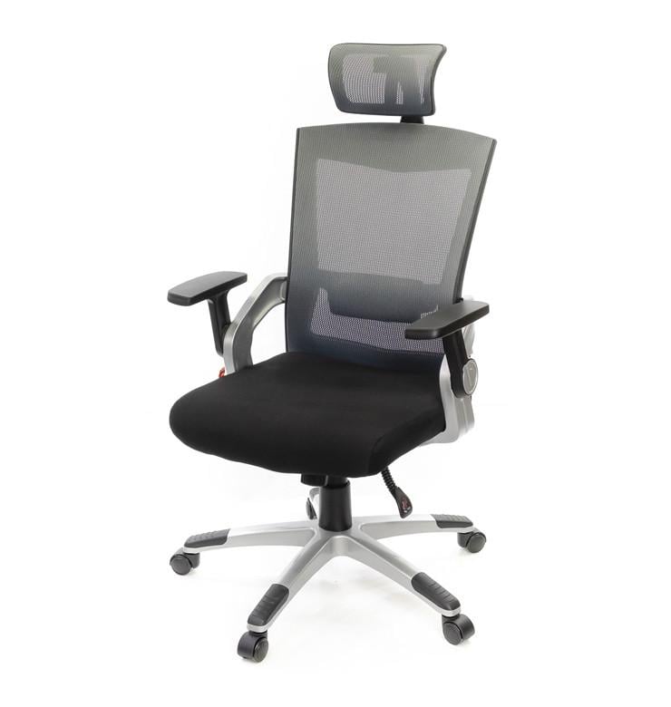 Офісне крісло на колесах з підлокітником та підголовником Прима PL HR ANF з тканини до 120 кг Сірий (2022722919)