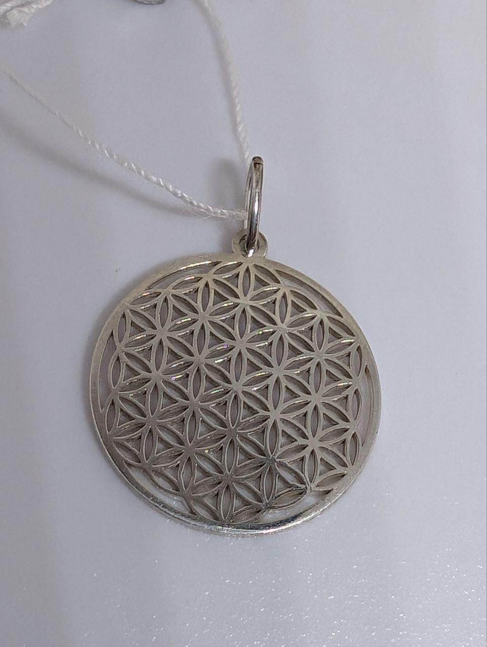 Кулон серебряный 925 пробы медальон Цветок жизни (2762192704) - фото 8