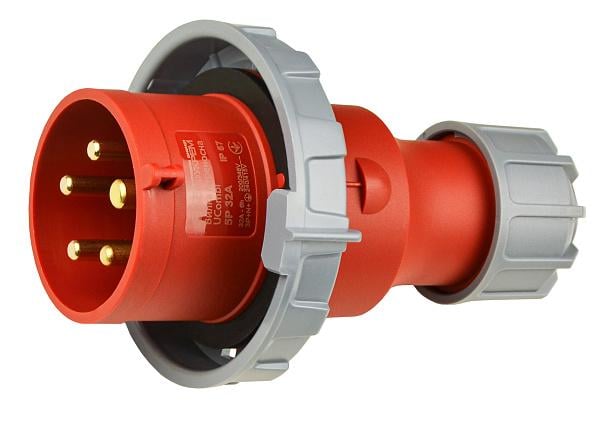 Силовая вилка АСКО-УКРЕМ UCombi 3P+N+PE 32А 415 В переносная полиамид IP67 Красный (A0080010115)