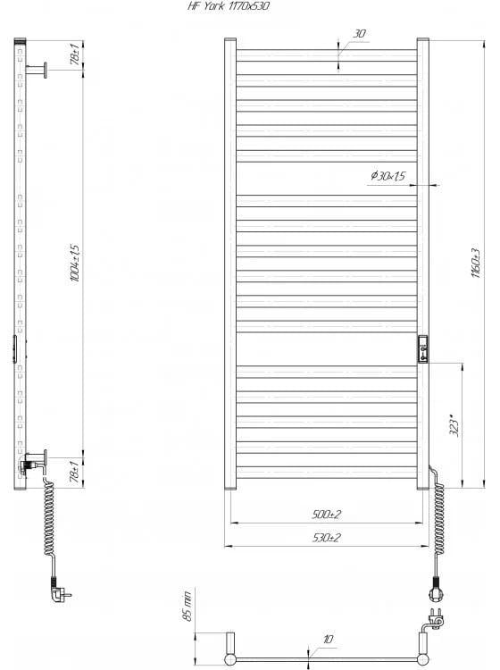 Полотенцесушитель электрический Hygge Family York TR K 1170х530 мм Черный матовый (6.1.0503.06.BM) - фото 5