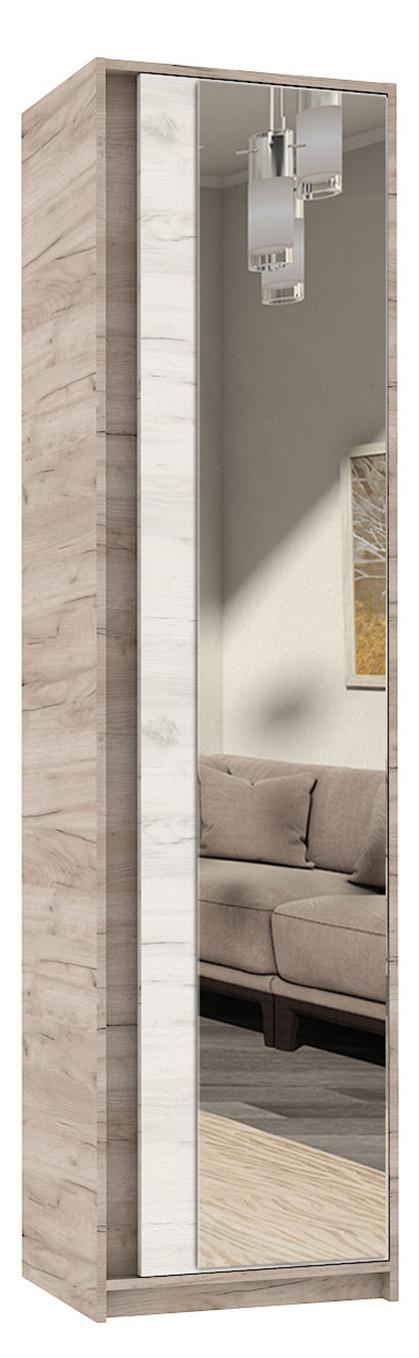 Шкаф с зеркалом для одежды Мастер Форм Брайт 520х376х2000 мм Дуб крафт серый/Дуб крафт белый (20557)
