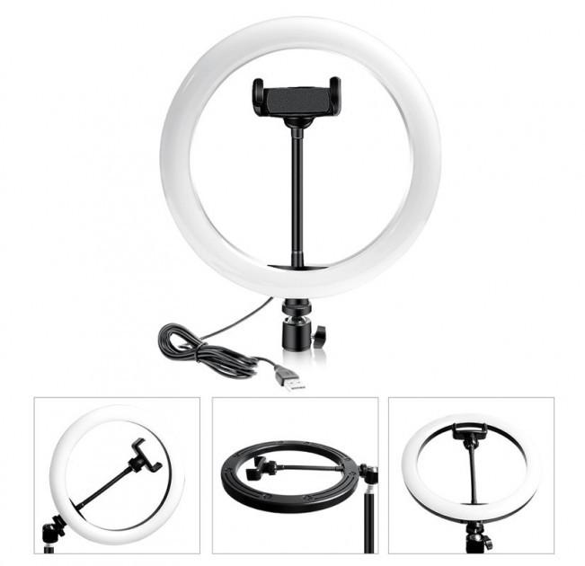 Різнокольорова кільцева лампа 30 см зі штативом 210 см та тримачем для телефону (0f5ff729) - фото 2 Різнокольорова кільцева лампа 30 см зі штативом 210 см та тримачем для телефону (0f5ff729) - фото 2
