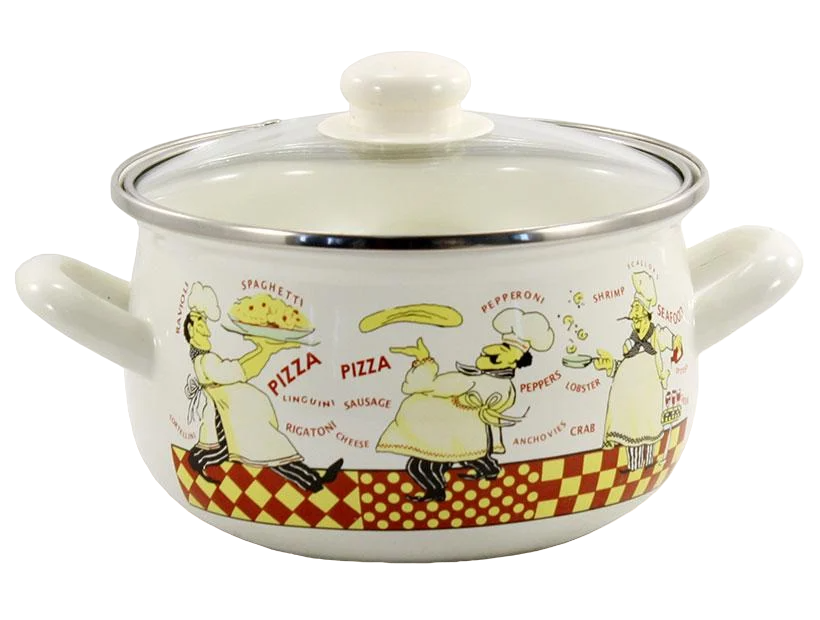 Кастрюля эмалированная Повара с рисунком 5,1 л Белый Кастрюля эмалированная Повара с рисунком 5,1 л Белый