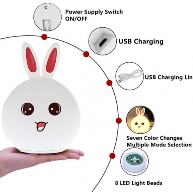 Ночник светодиодный Rabbit silicone lamp 218 Кролик на аккумуляторе силиконовый - фото 3