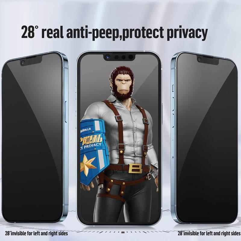 Противоударное Защитное 2.5D стекло Blueo Full Cover Anti-Peep для Apple iPhone 15 Plus/16 Plus 6.7" Черный - фото 2