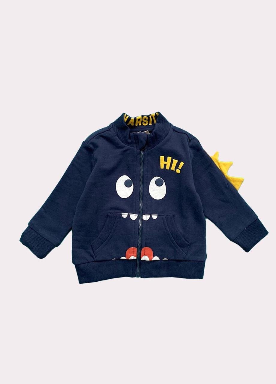 Кофта дитяча Chicco декорована принтом 6-9 міс. 68 см Темно-синій (2081861242)