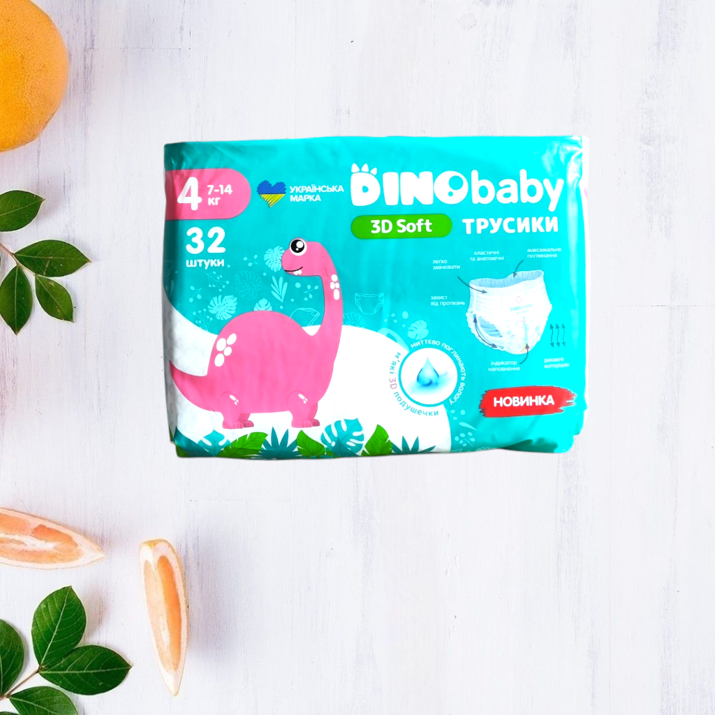 Підгузки-трусики DinoBaby 3D Soft 4 7-14 кг 32 шт.