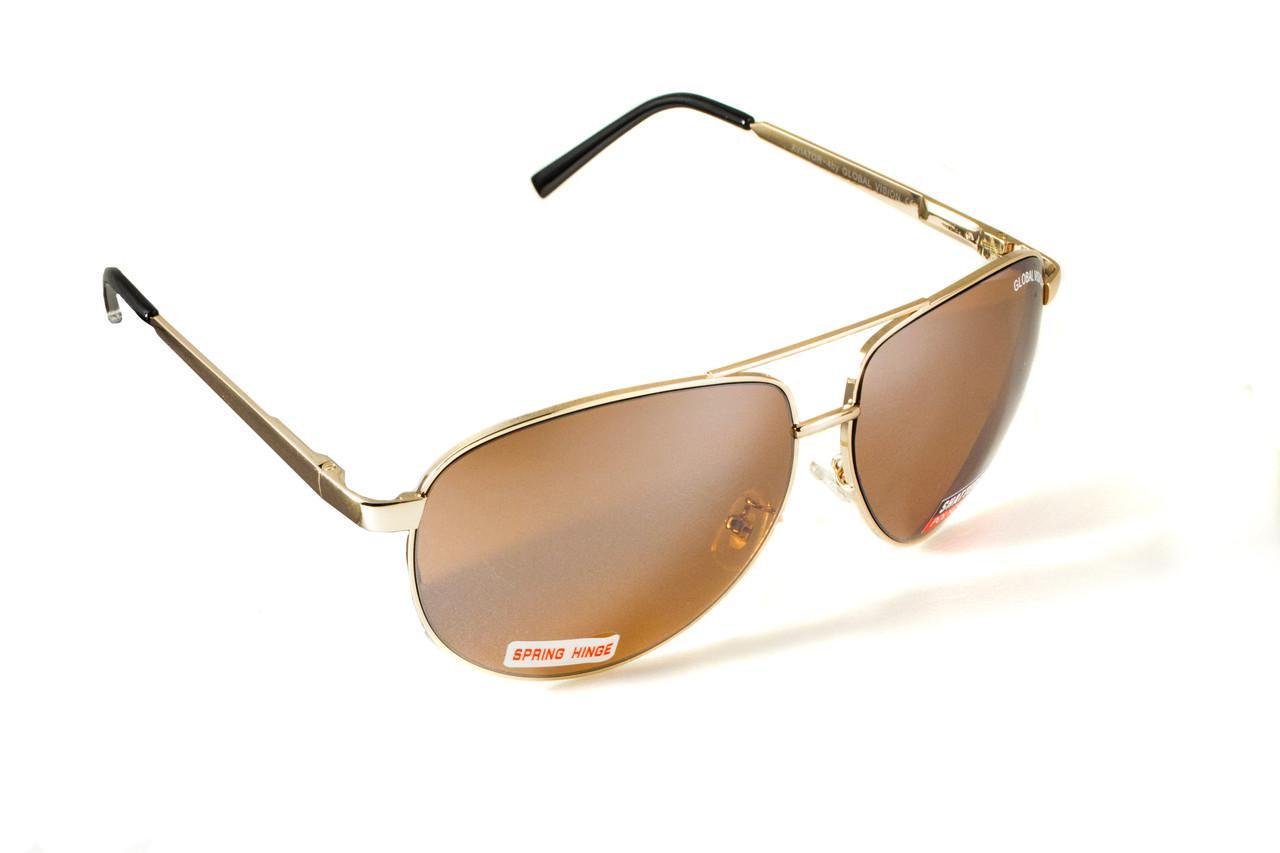Окуляри захисні відкриті Global Vision Aviator-4 drive mirror з коричневими лінзами