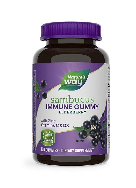 Иммунная поддержка Nature's Way Sambucus Immune Gummy 3200 мг с витаминами C, D и Zn 120 жевательных пастилок (2518038466)