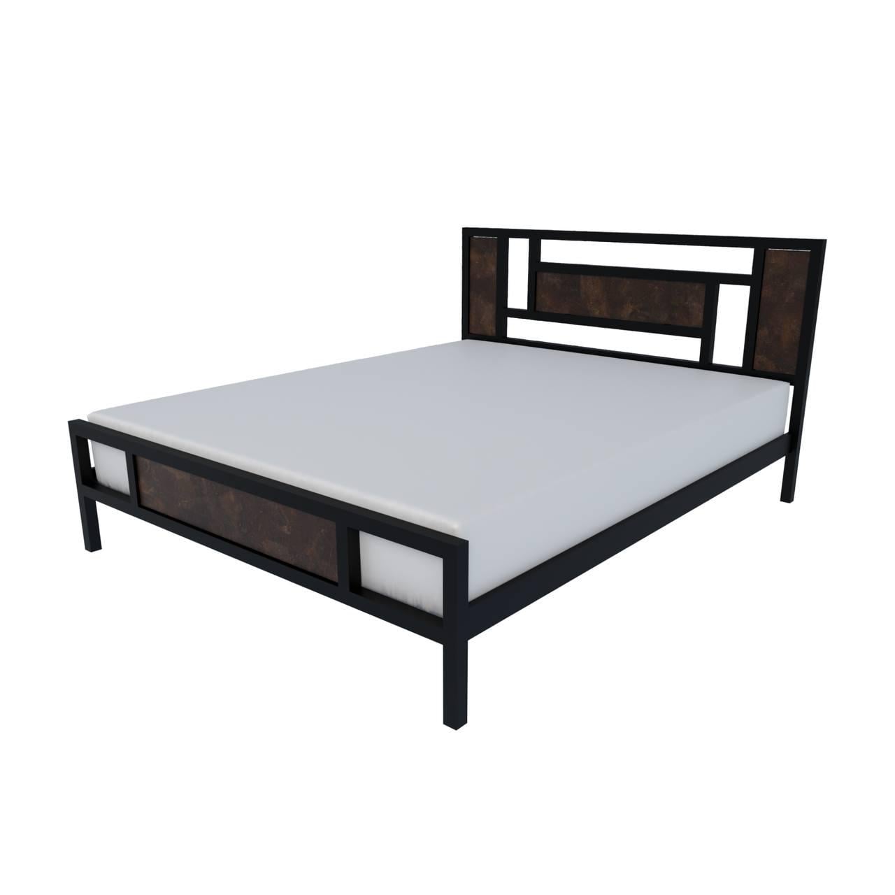 Кровать двуспальная ADEL металлическая с ламелями 160х200 см Оксид/Черный (000083193)