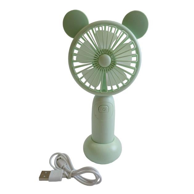 Вентилятор ручний акумуляторний DianDi Mini Fan SQ-2165 з підставкою/підсвічуванням та USB-зарядкою Салатовий - фото 1