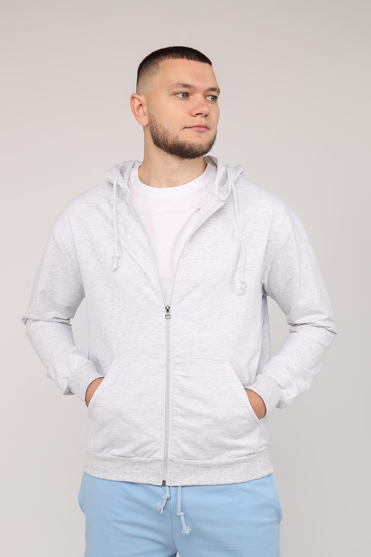 Толстовка на молнии мужская ЦБ-00266208 р. 52 Светло-серый (SKT001035287) - фото 3 Толстовка на молнии мужская ЦБ-00266208 р. 52 Светло-серый (SKT001035287) - фото 3