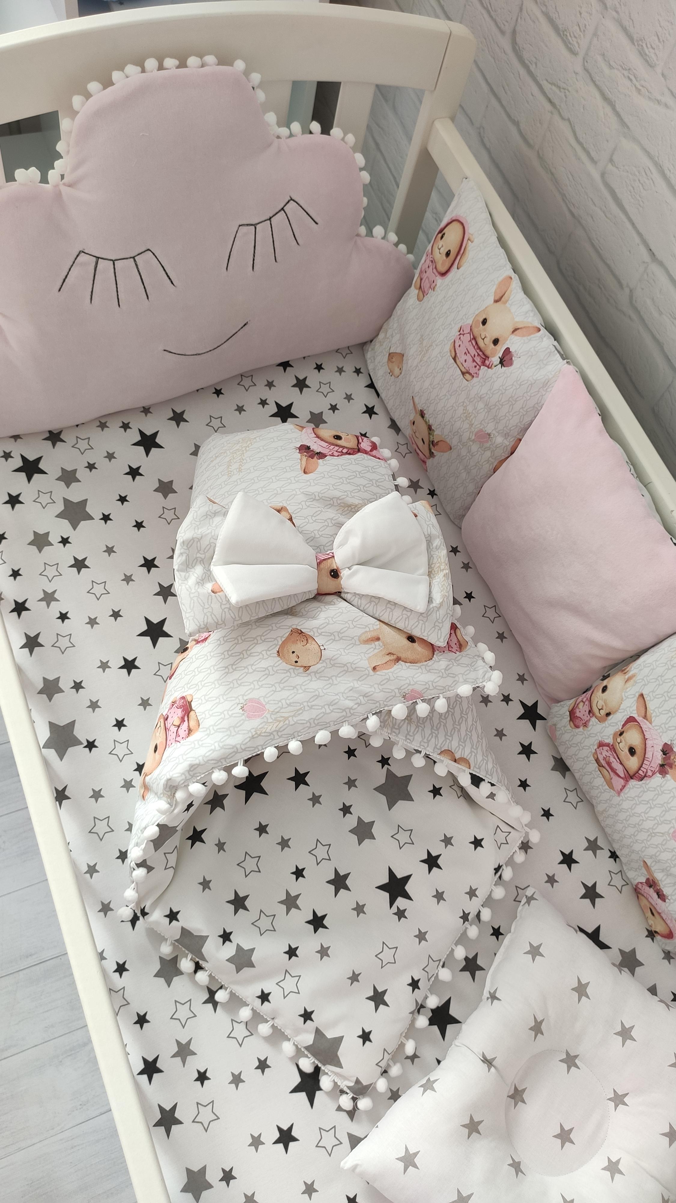 Набор бортиков в кровати Велюр Облако на три стороны Розовый - фото 7 Набор бортиков в кровати Велюр Облако на три стороны Розовый - фото 7