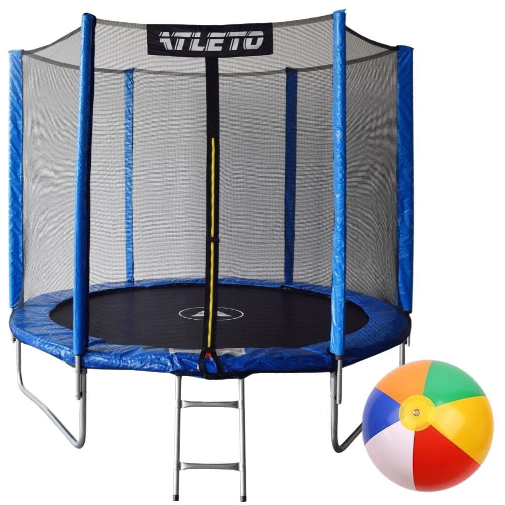Батут детский Atleto с сеткой и стремянкой 252 см Синий